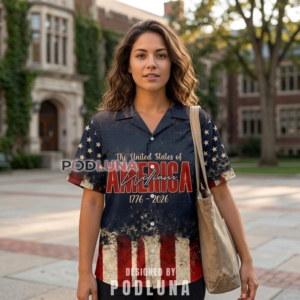 God Bless America Vintage Cross Hawaiian Shirt