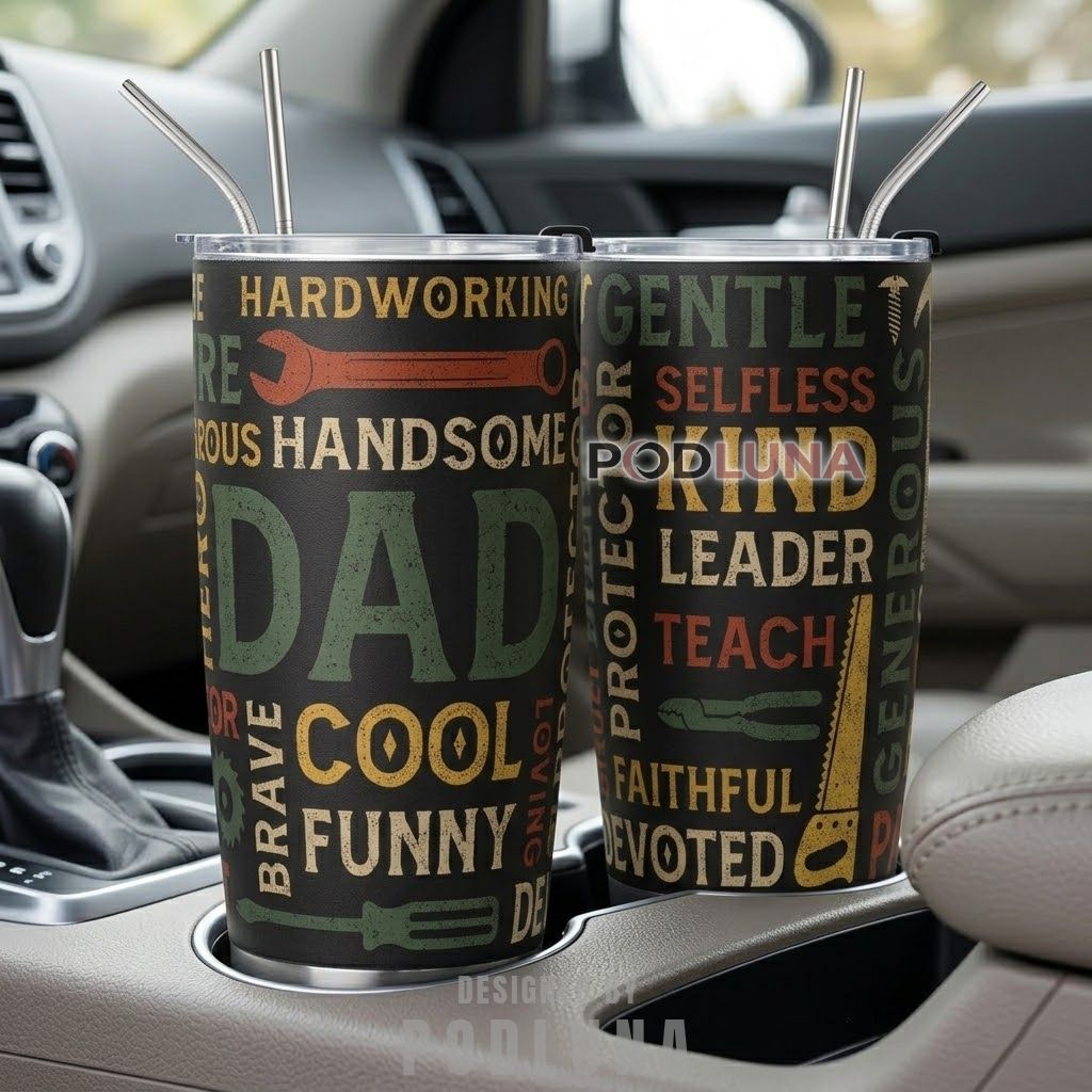 Hardworking Handsome Cool Funny Dad Tumbler Gift