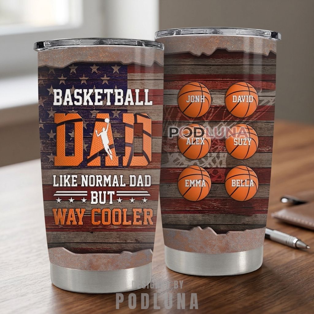 Personalized Basketball Dad Tumbler Way Cooler Father’s Day Gift