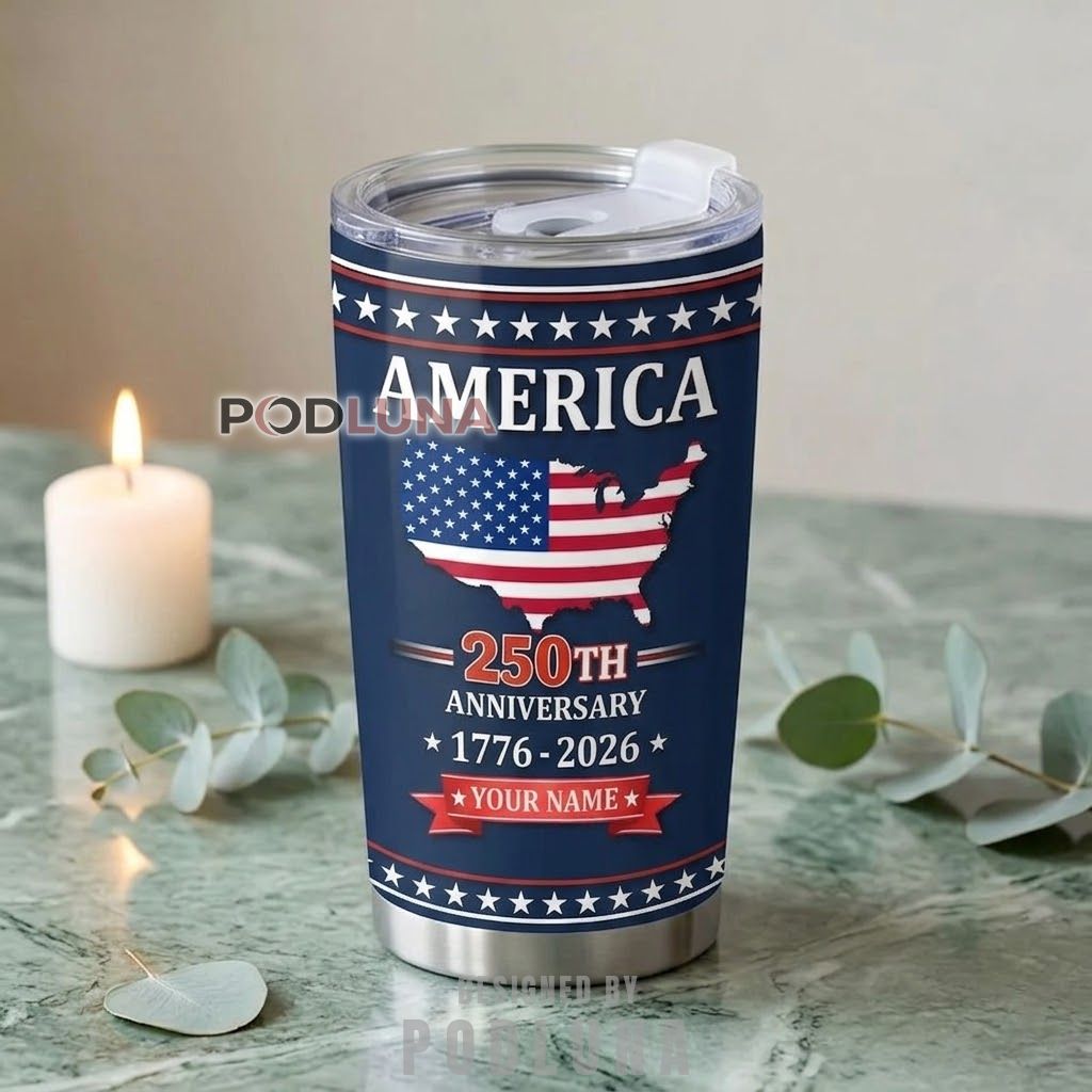 Personalized America 250th Anniversary Gift Tumbler 3D Embossed Family Cup