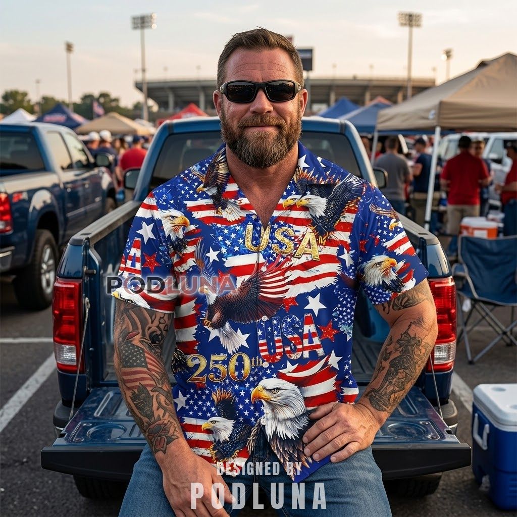 USA 250th Anniversary Eagle Flag Hawaiian Shirt