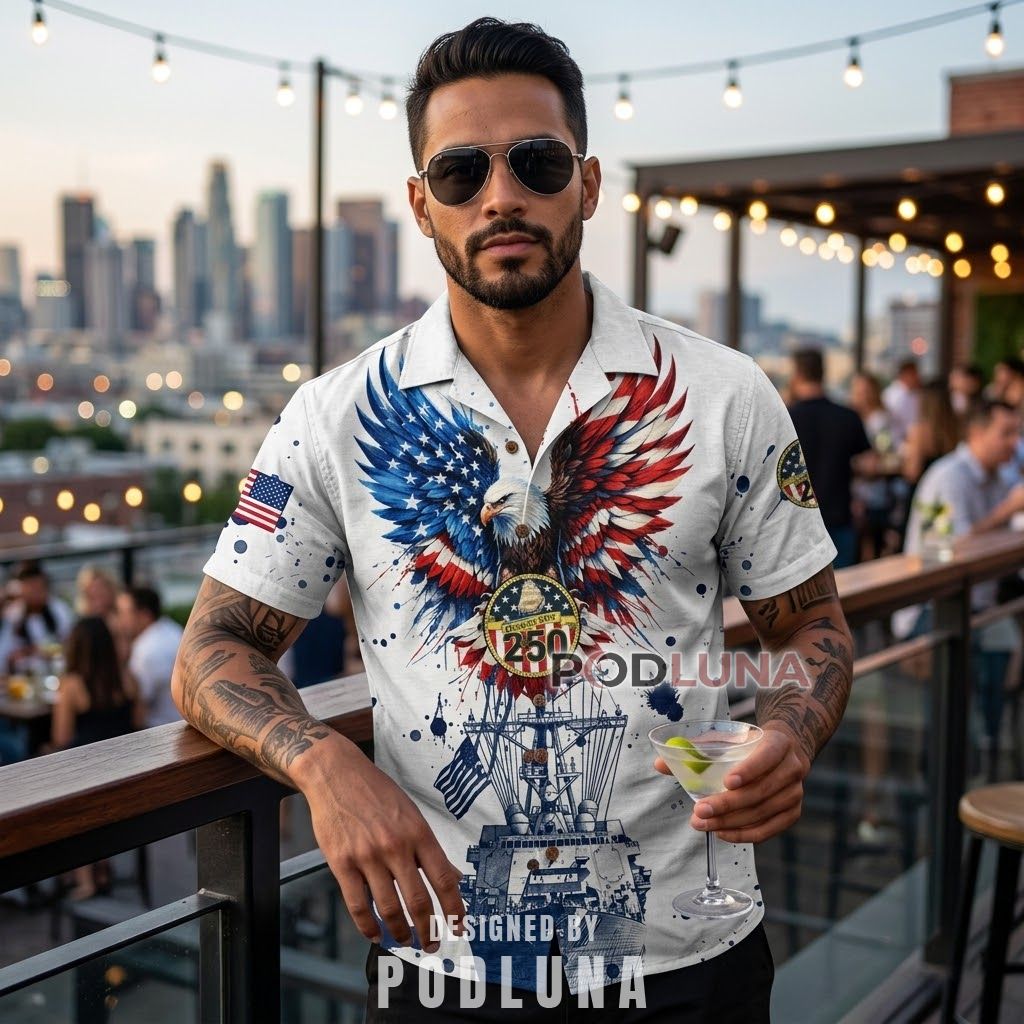 USA Navy 250 Eagle Aloha Shirt