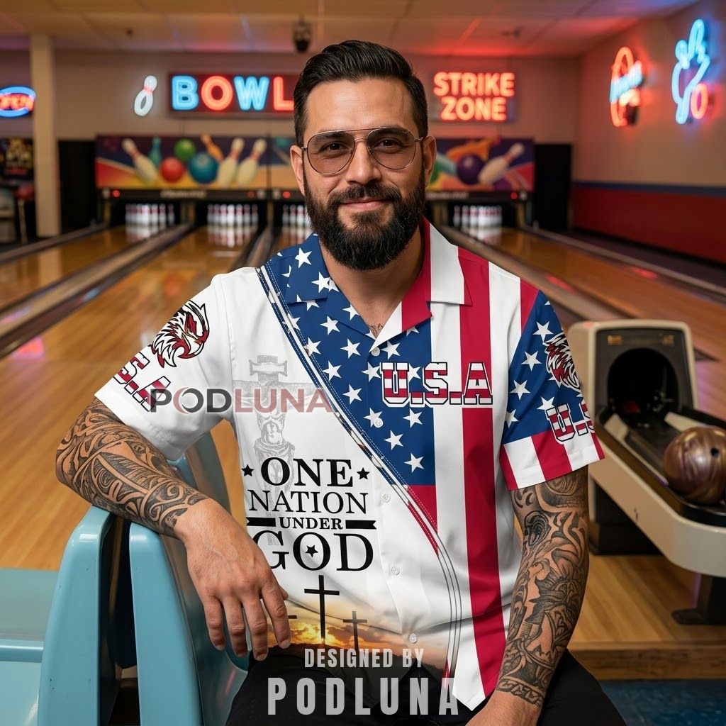 USA One Nation Cross Aloha Shirt
