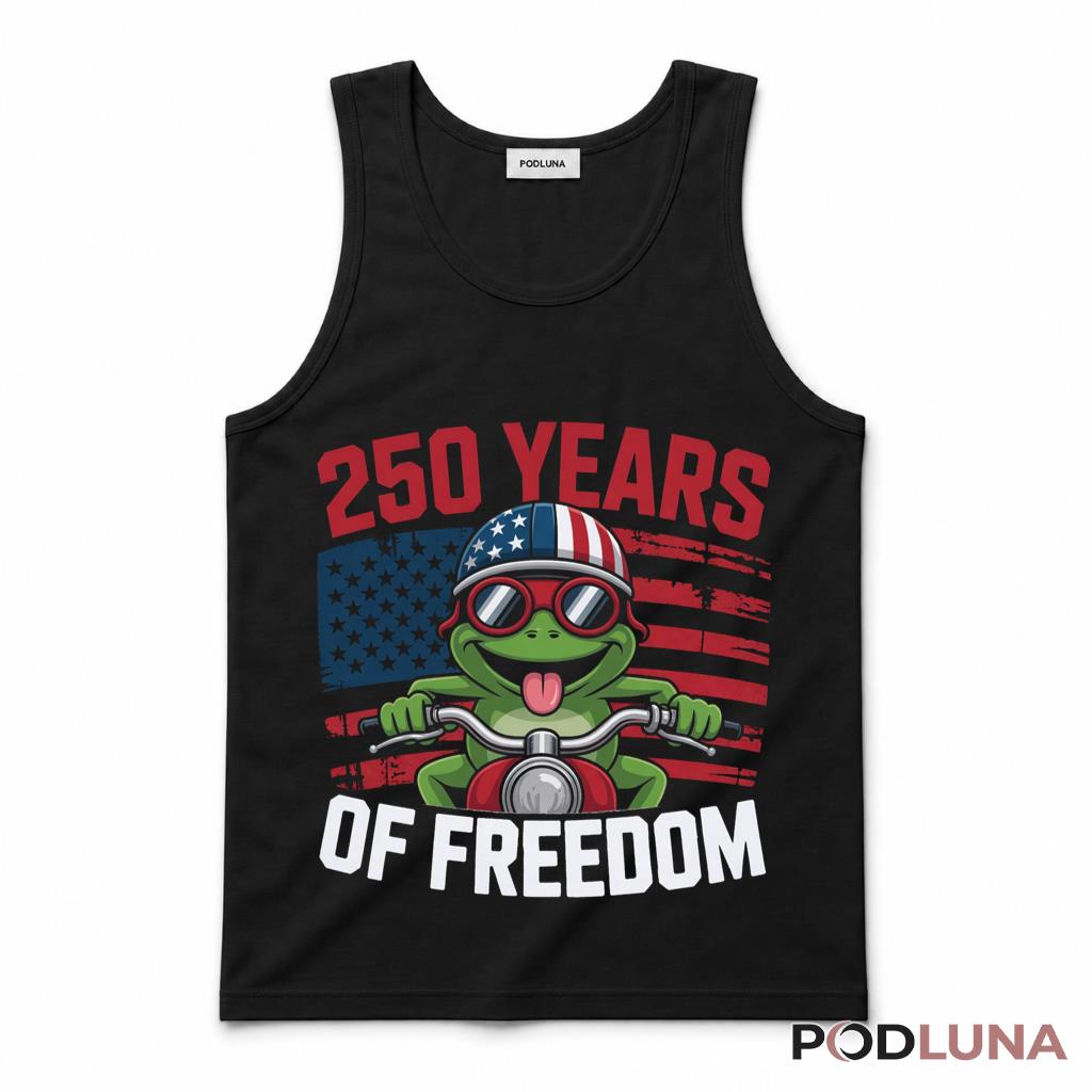 250 Years Of Freedom Funny Frog Motorcycle American Flag Tank Top 250 Years Of Freedom Funny Frog Motorcycle American Flag Tank Top