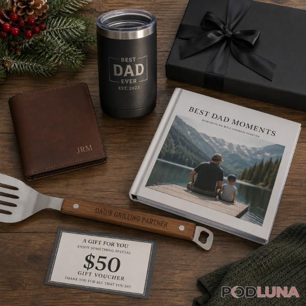 Best Thoughtful Christmas Gifts For Dad Flat Lay Real Scene