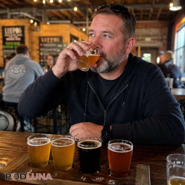 Craft Beer Dad Tasting Local IPA At Taproom