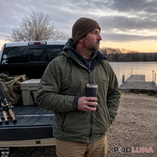 Fishing Dad Drinking Coffee Before Sunrise
