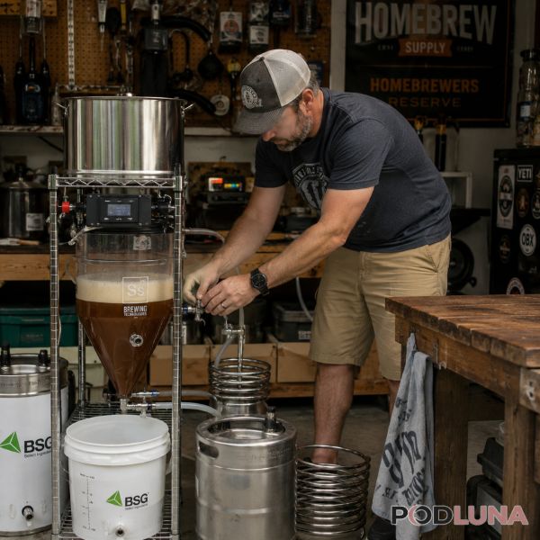 Homebrewing Dad Working On Craft Beer Setup