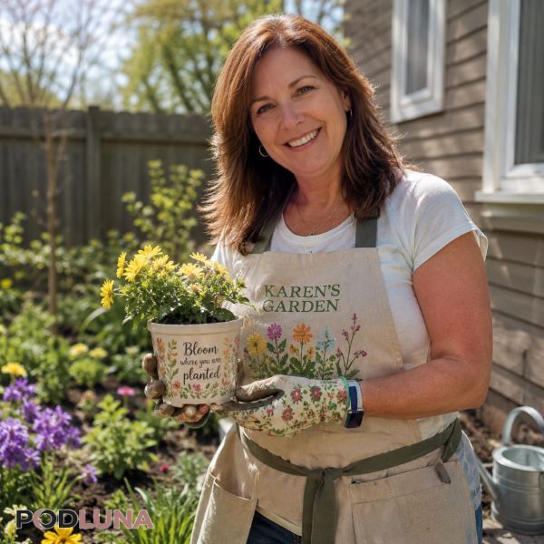 Personalized Gardening Gift For Mom Backyard Scene