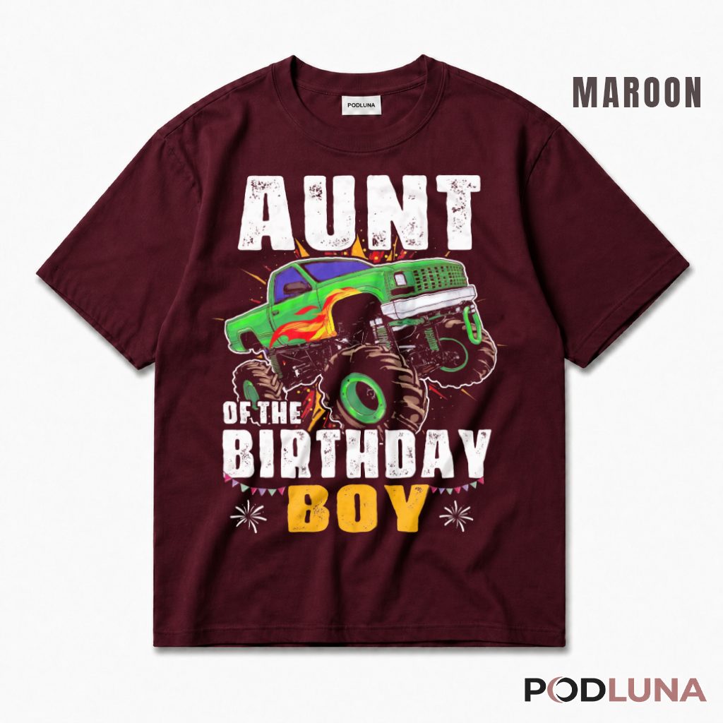 Aunt Of The Birthday Boy Monster Truck Party Family Matching T-Shirt