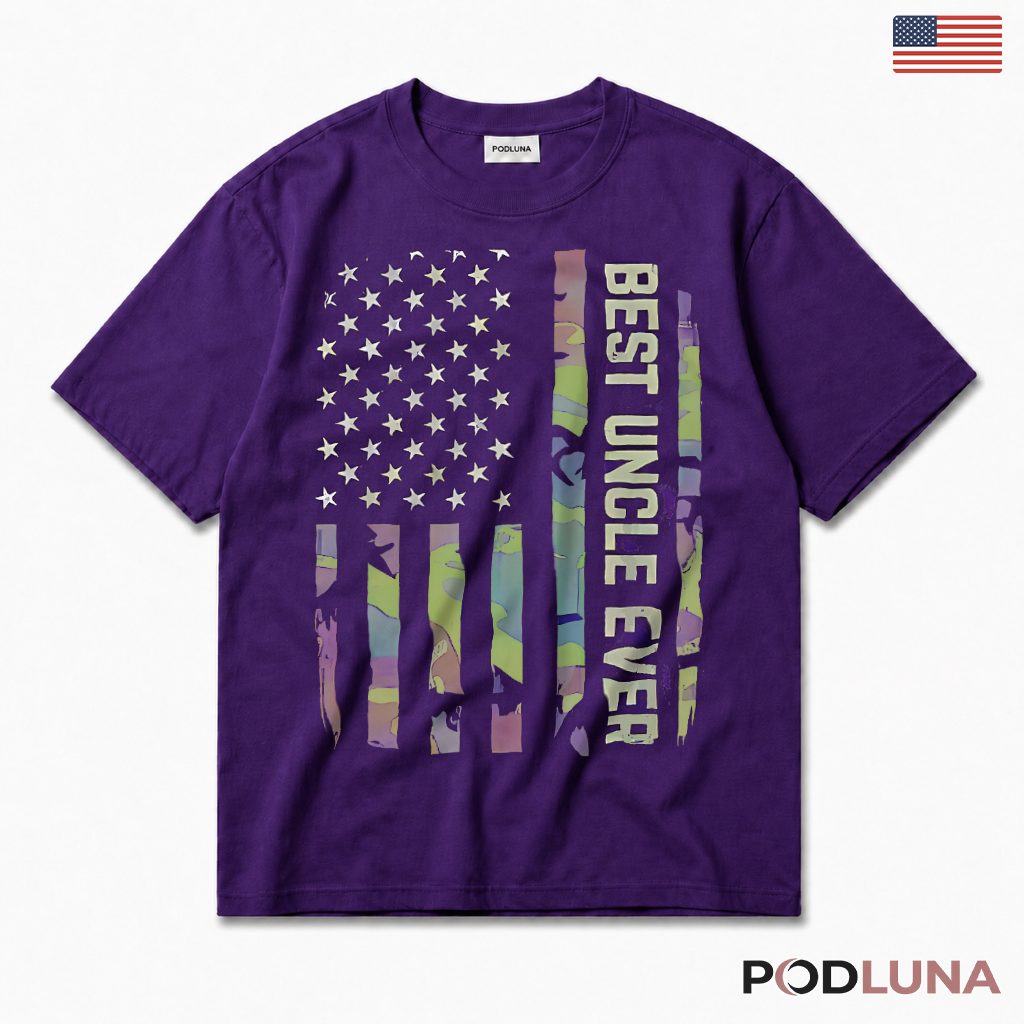Best Uncle Ever Camouflage American Flag Patriotic Military T-Shirt