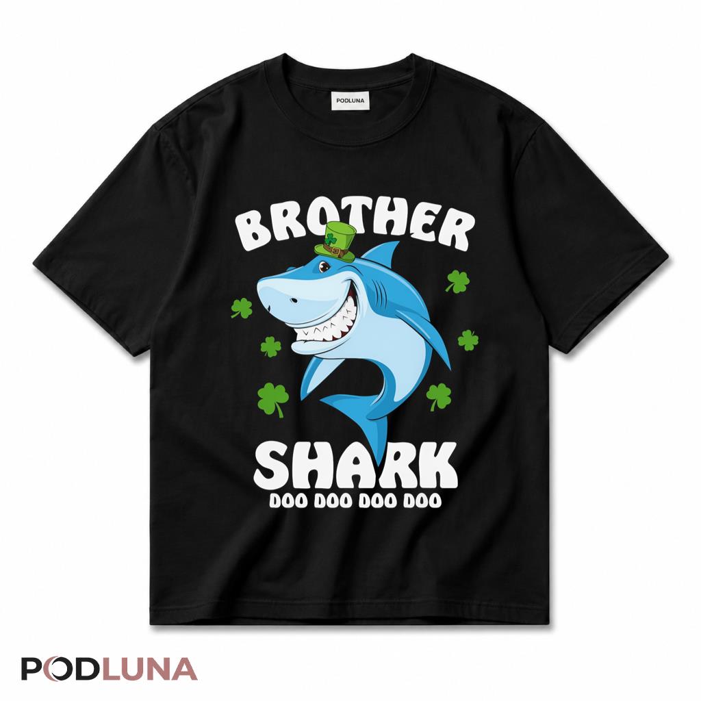Brother Shark Doo Doo Doo St Patricks Day Shamrock Lucky T-Shirt