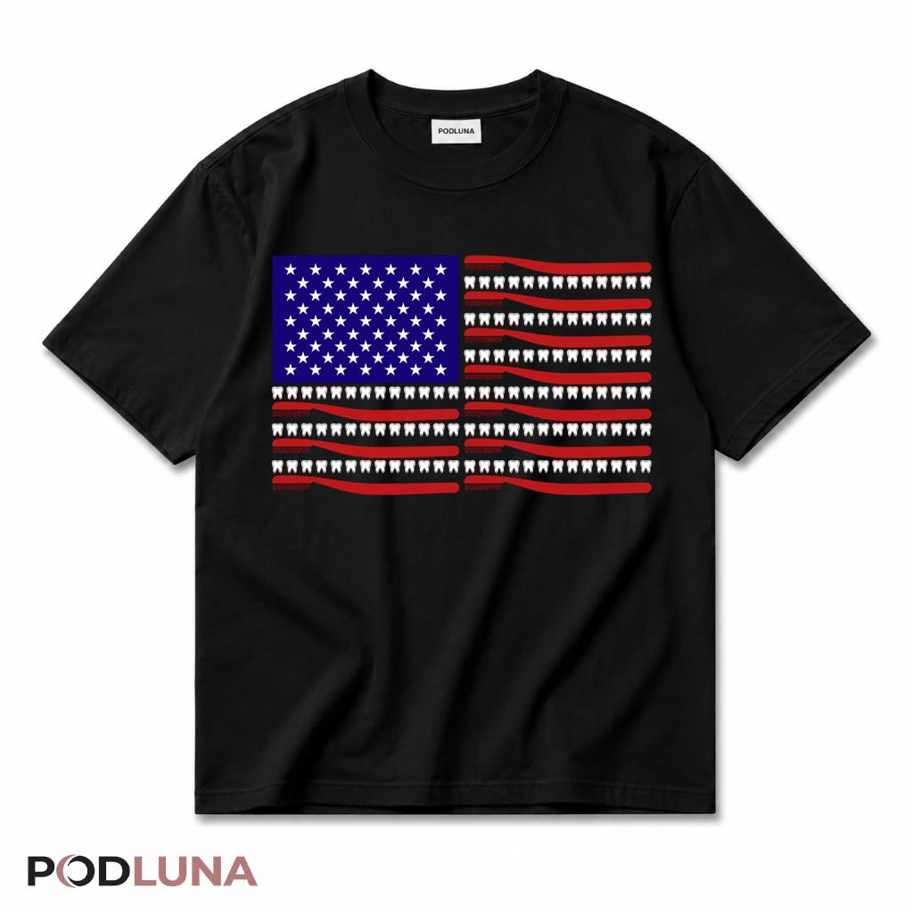 Dentist American Flag Tooth Patriotic 4th Of July Dental T-Shirt