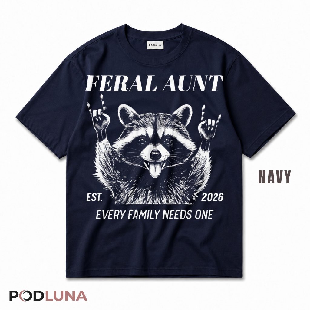 Feral Aunt Every Family Needs One Raccoon Rock Hand Vintage T-Shirt