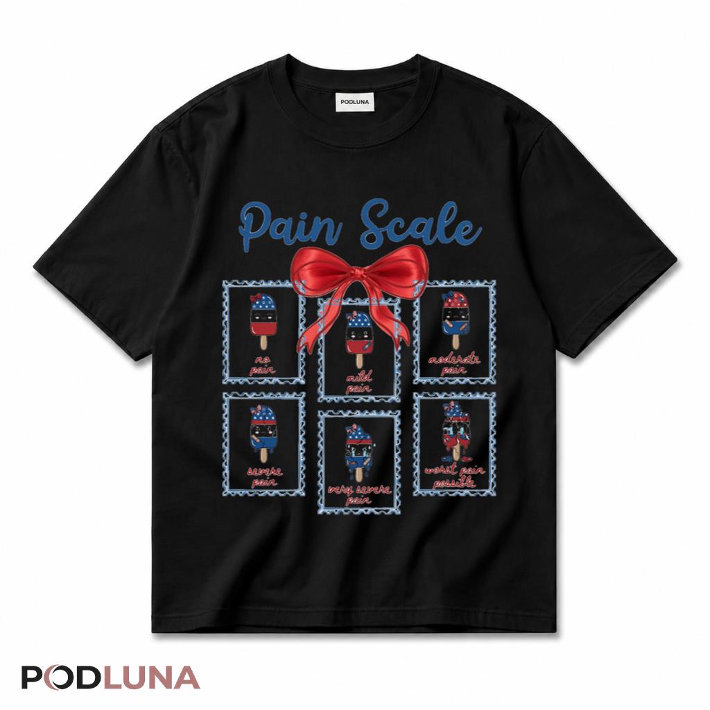 Funny Nurse Pain Scale Popsicle American Flag Medical T-Shirt