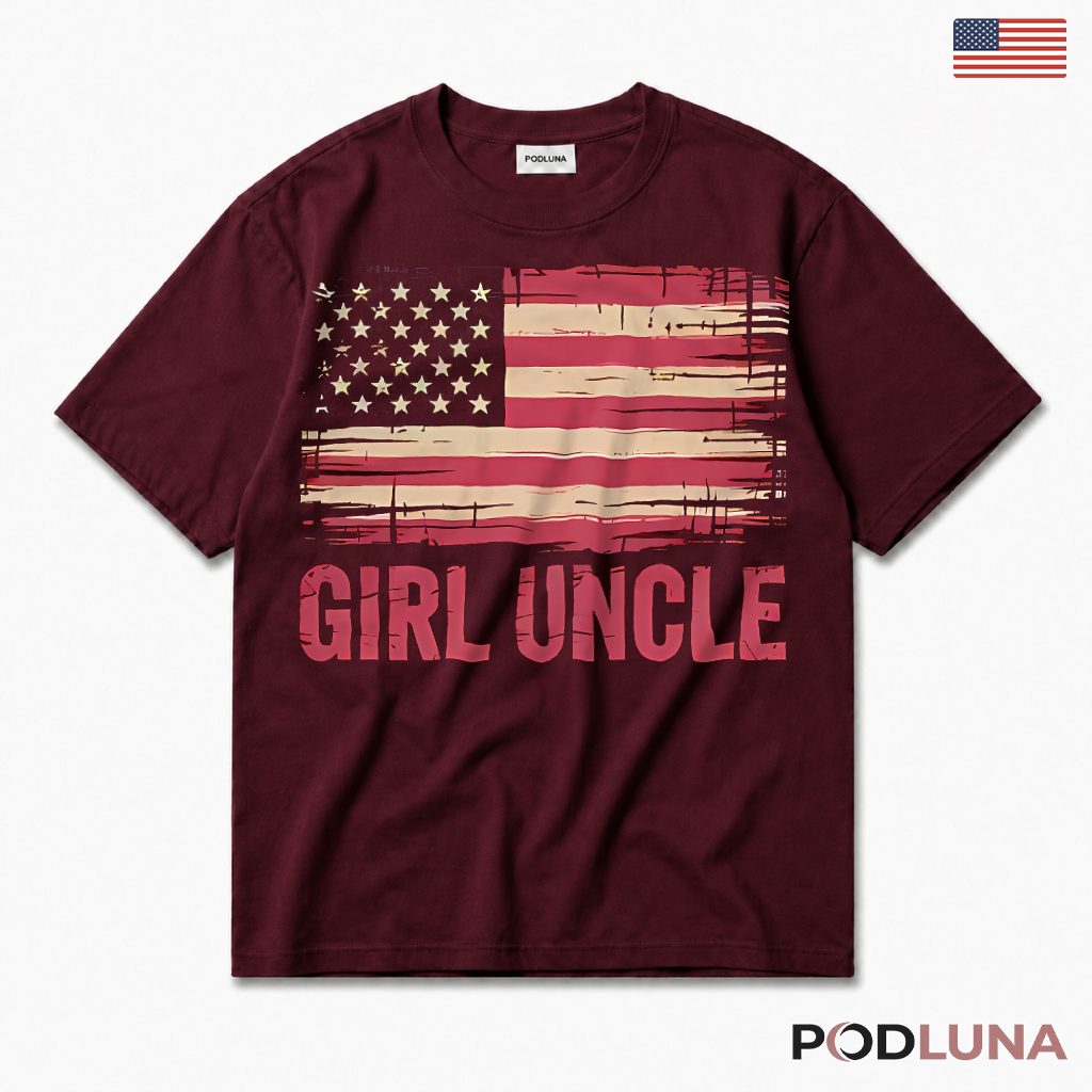 Girl Uncle Funny American Flag Patriotic Gift For Aunt Uncle T-Shirt