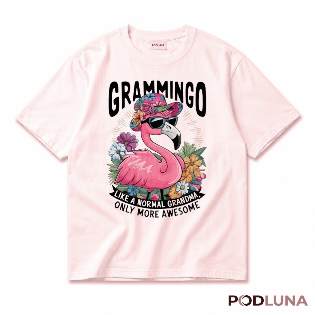Grammingo Like A Normal Grandma Only More Awesome Flamingo T-Shirt