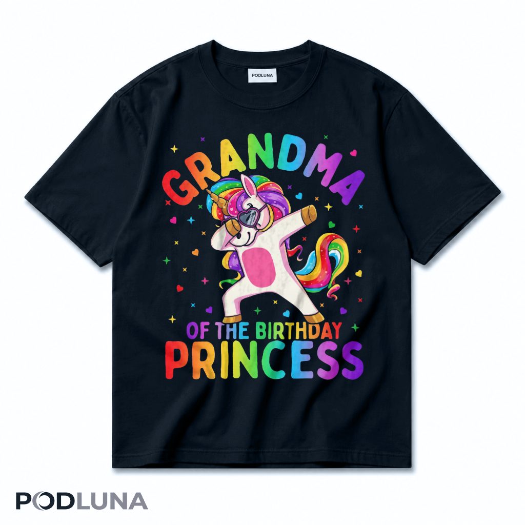Grandma Of The Birthday Princess Dabbing Unicorn T-Shirt
