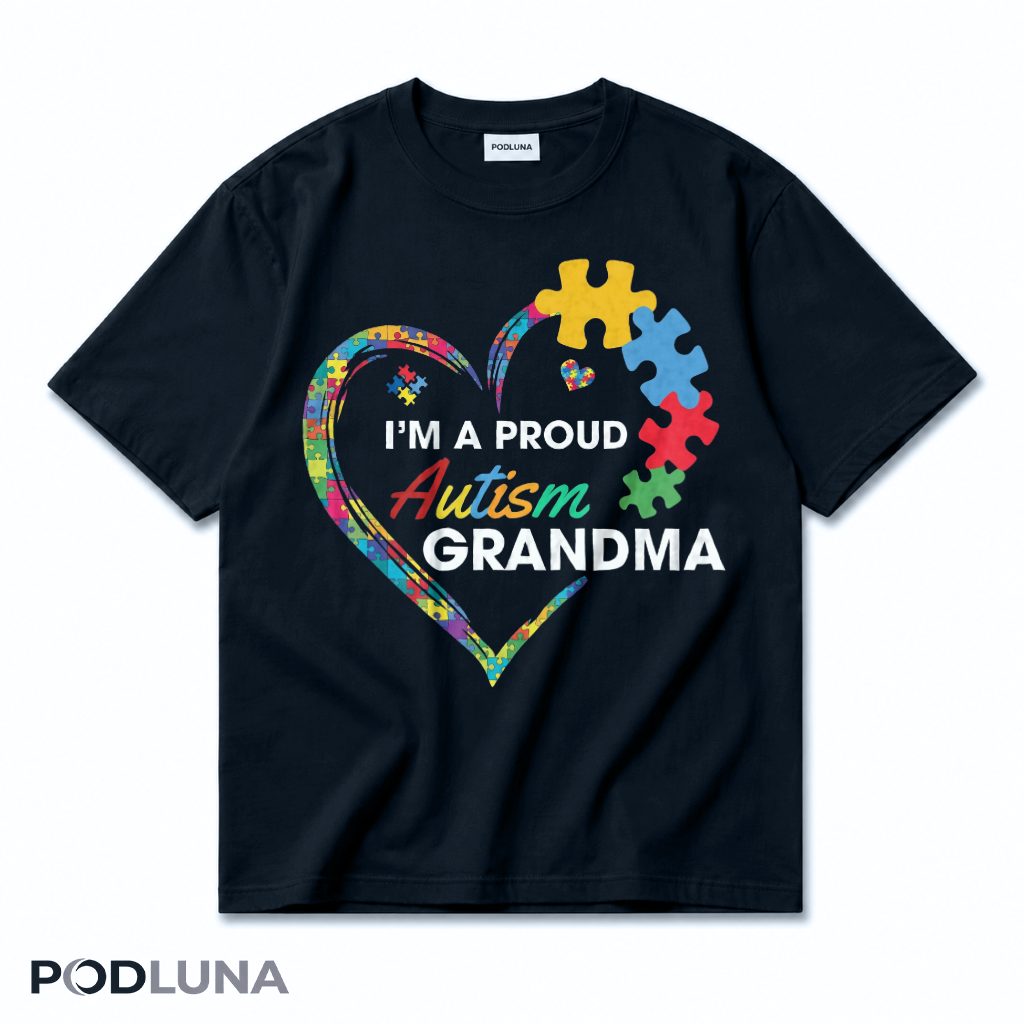 I'm A Proud Autism Grandma Puzzle Heart Awareness T-Shirt