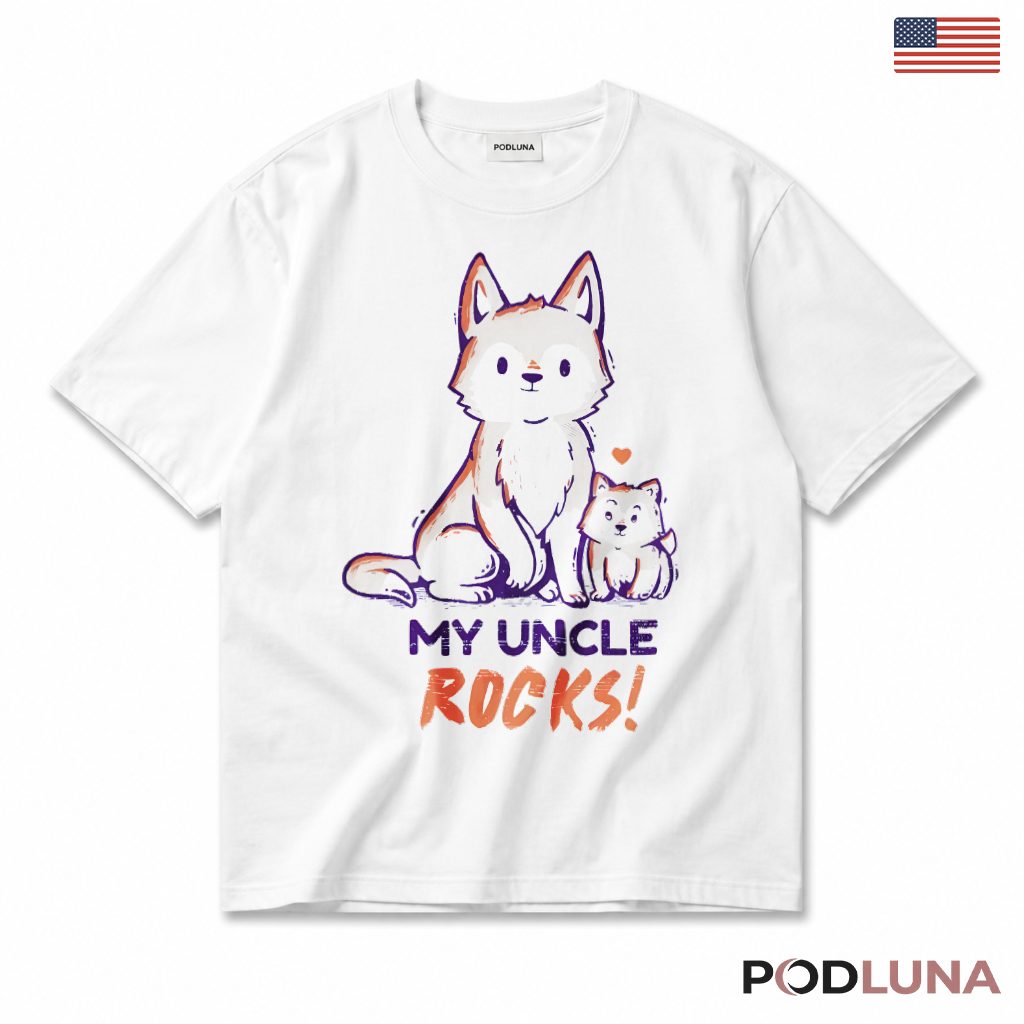 My Uncle Rocks Cute Wolf Funny Nephew Niece T-Shirt