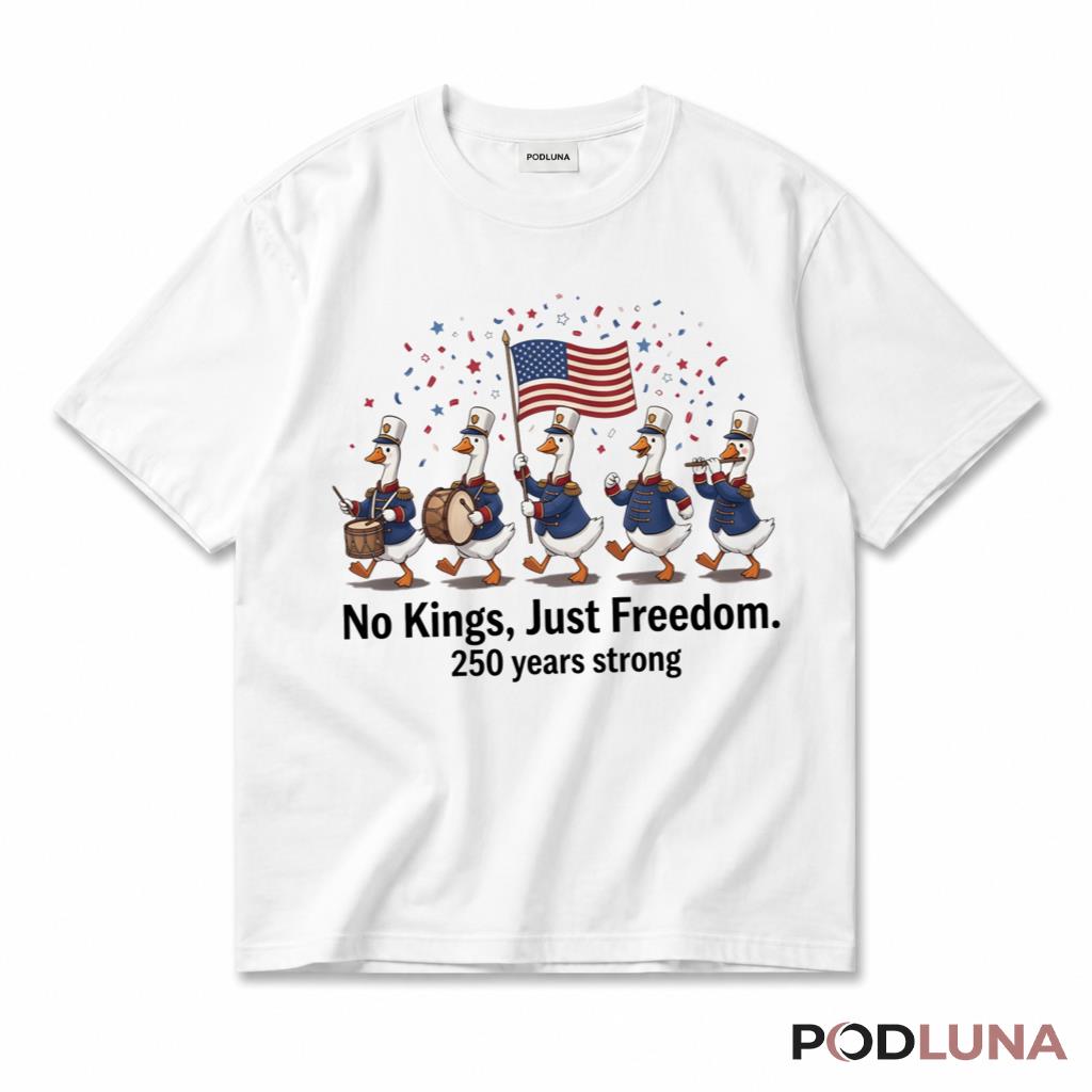 No Kings Just Freedom 250 Years Patriotic Duck Hunting T-Shirt