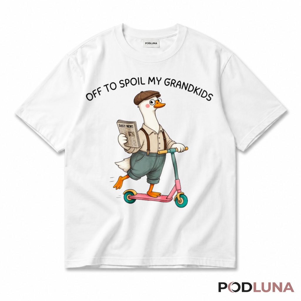 Off To Spoil My Grandkids Funny Duck Scooter Grandpa T-Shirt