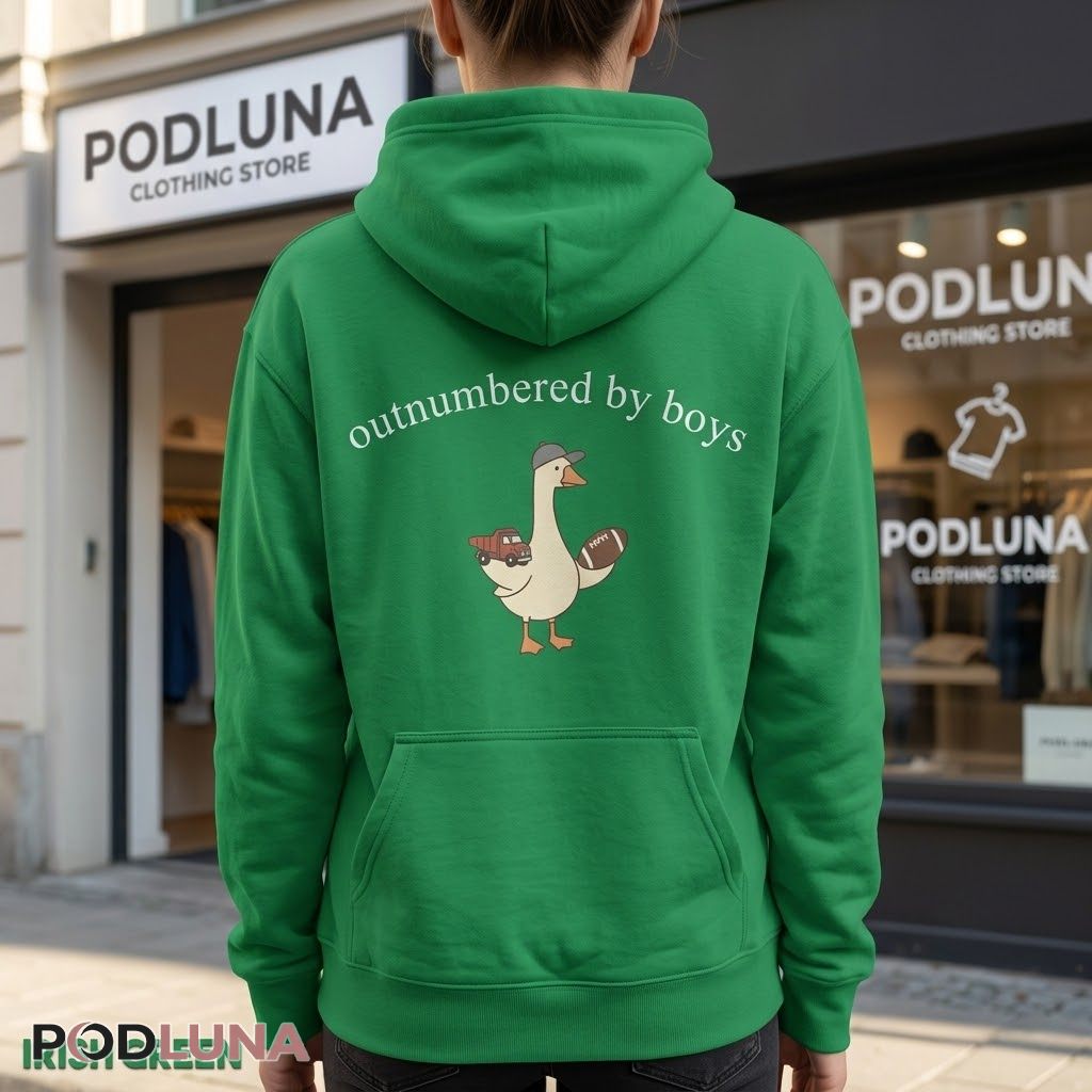 Outnumbered By Boys Funny Goose Boy Mom Hoodie Outnumbered By Boys Funny Goose Boy Mom Hoodie