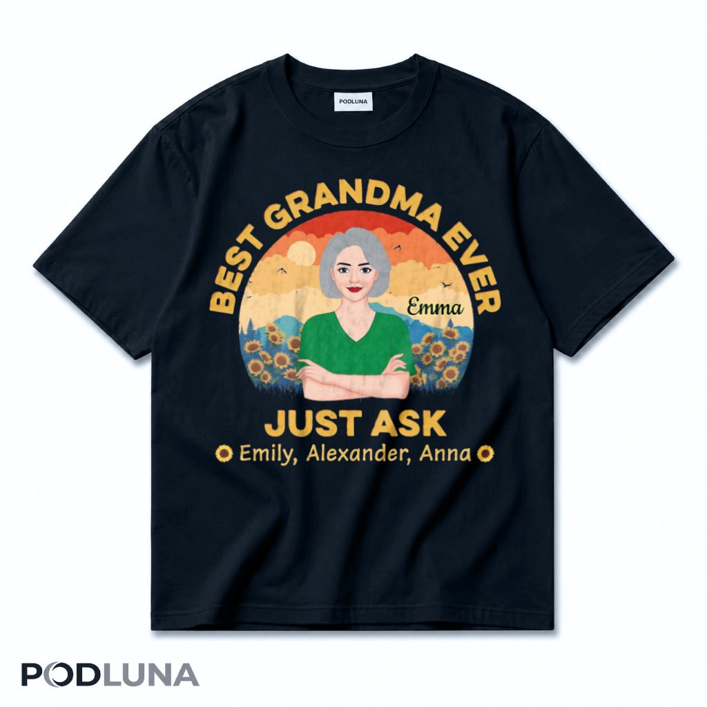 Personalized Best Grandma Ever Just Ask Grandkids Names Vintage T-Shirt