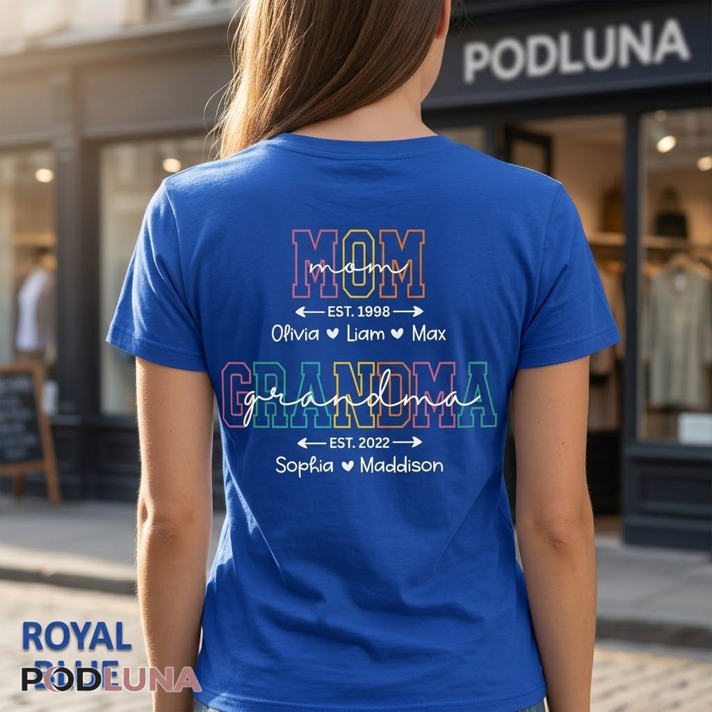 Personalized Mom Grandma Established Year Kids Grandkids Names T-Shirt