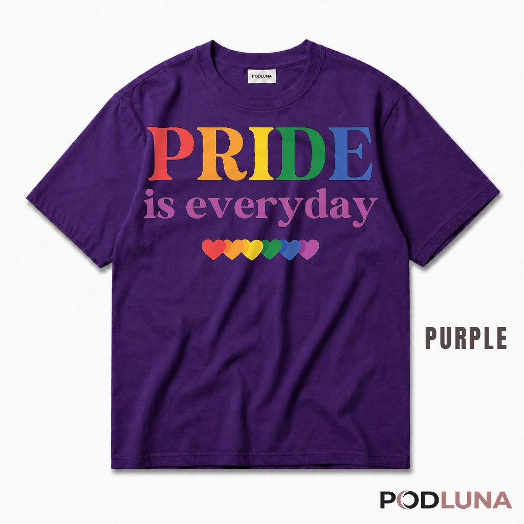 Pride Is Everyday Gay Lesbian Queer Rainbow Heart T-Shirt