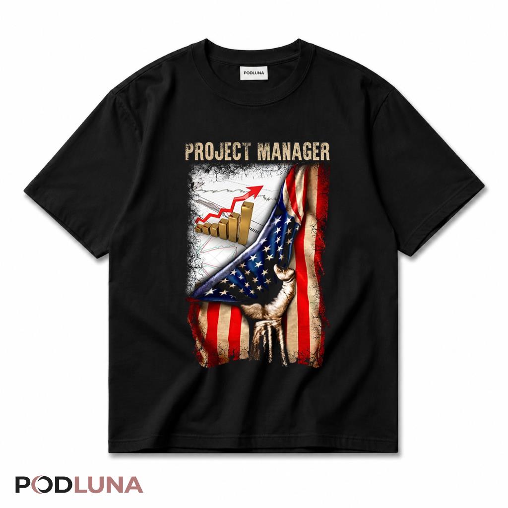 Project Manager American Flag Patriotic Leadership Professional T-Shirt