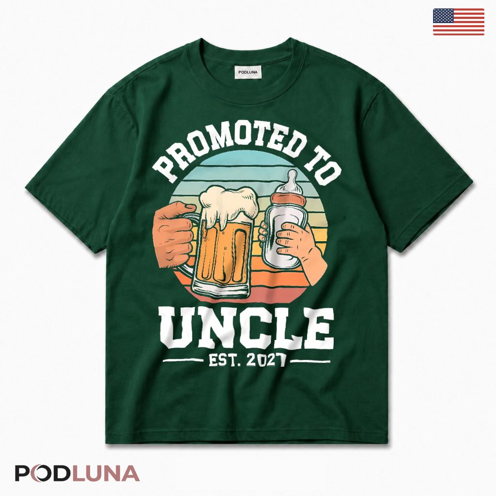 Promoted To Uncle Est 2027 Funny Beer Baby Shower T-Shirt