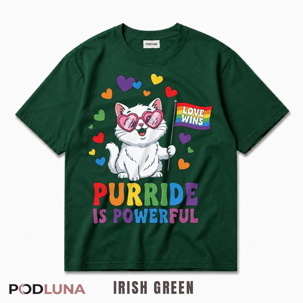 Purride Is Powerful Cat Love Wins LGBT Gay Pride Month T-Shirt