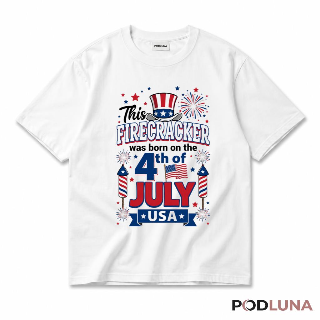 This Firecracker Born On July 4th USA Birthday Kids T-Shirt