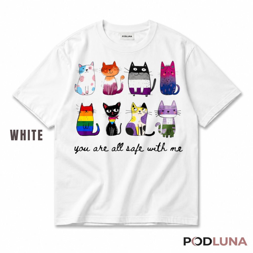 You Are All Safe With Me LGBT Pride Cats Queer Ally T-Shirt
