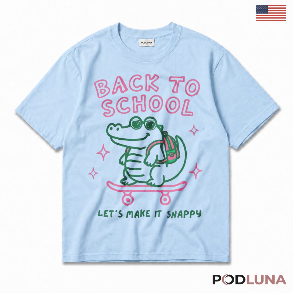 Back To School Alligator Skateboard T-Shirt Kids Present