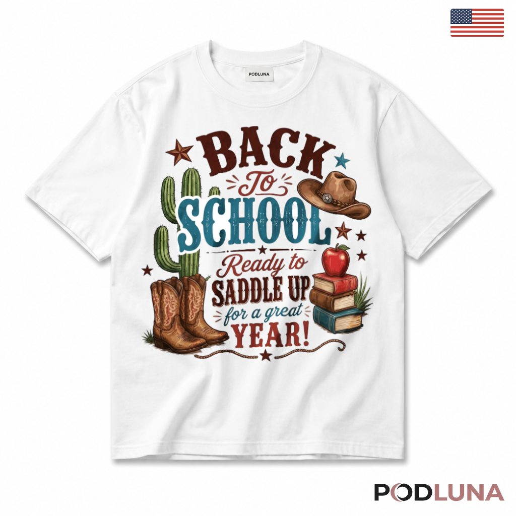 Back To School Ready To Saddle Up Western T-Shirt Kids Present