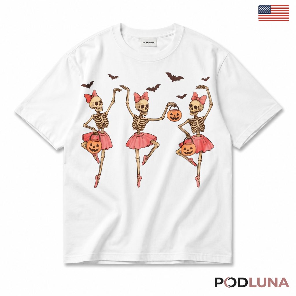 Ballerina Skeleton Halloween T-Shirt