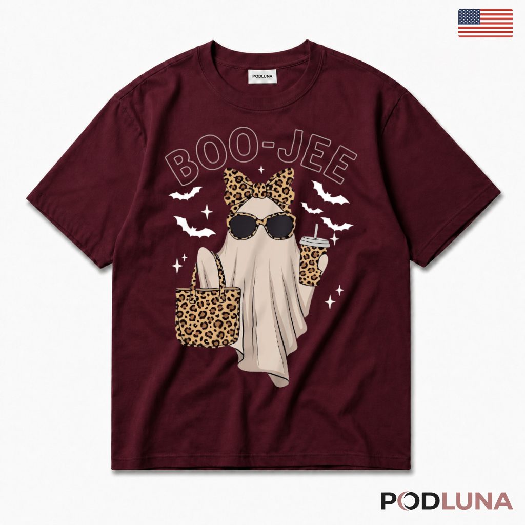 Boo Jee Leopard Cute Ghost Halloween T-Shirt
