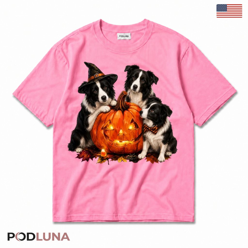 Border Collie Dog Lover Halloween Pumpkin T-Shirt