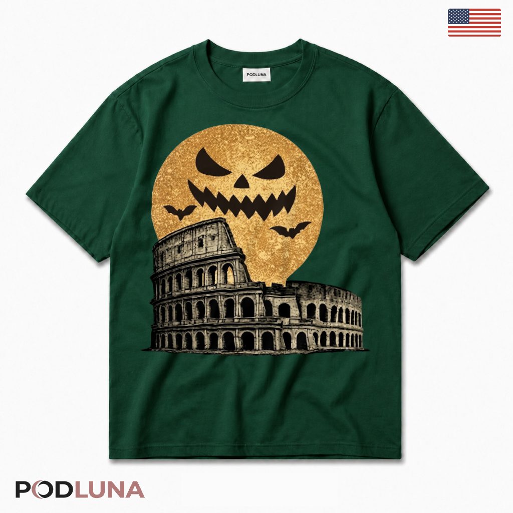 Colosseum Moon Jack O Lantern Halloween T-Shirt