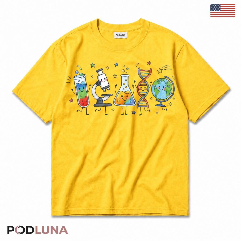 Cute Science Characters Back To School T-Shirt Science Teacher Gifts