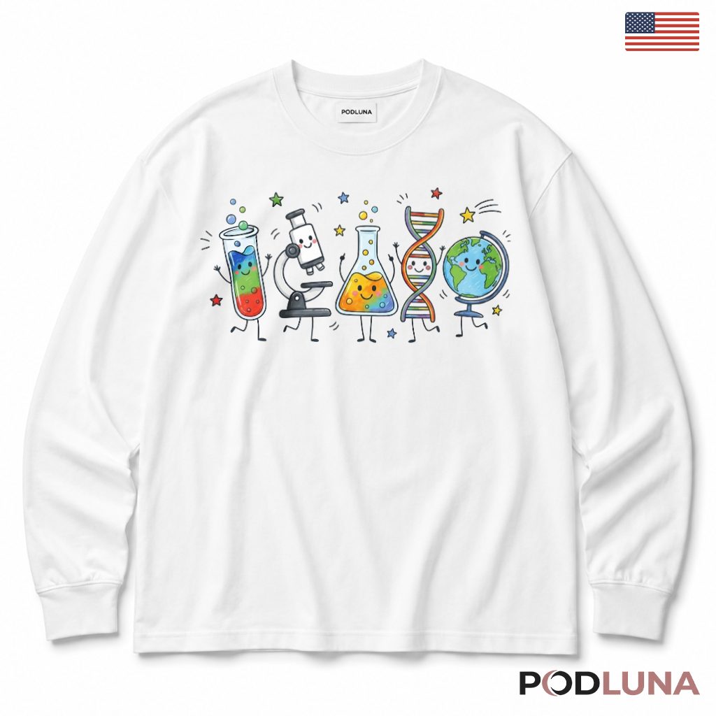 Cute Science Characters Back To School Long Sleeve Science Teacher Gifts Cute Science Characters Back To School Long Sleeve Science Teacher Gifts