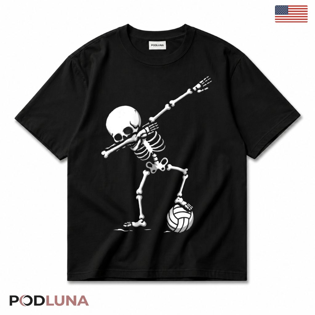 Dabbing Volleyball Skeleton T-Shirt