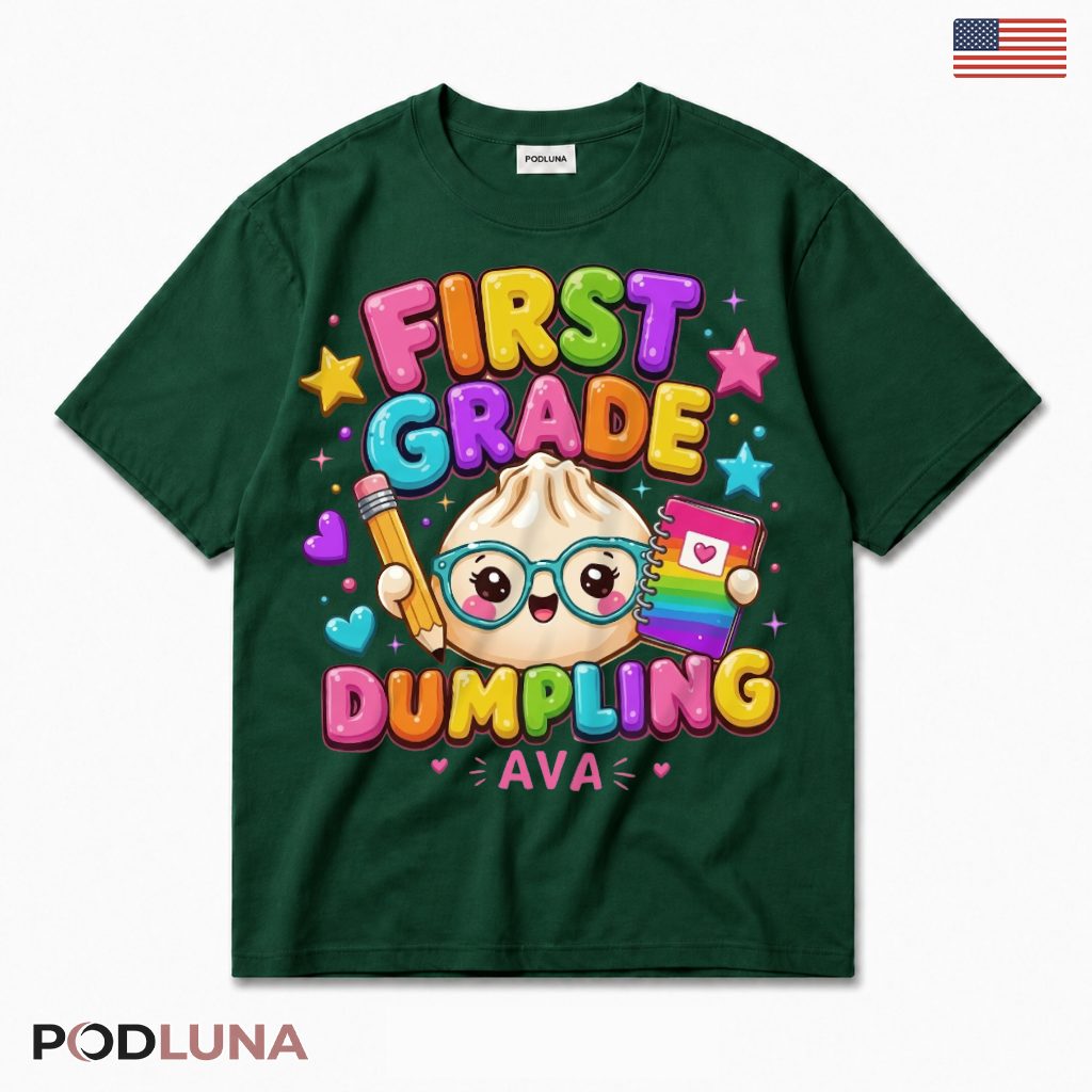 First Grade Dumpling Cute Character T-Shirt Custom Name