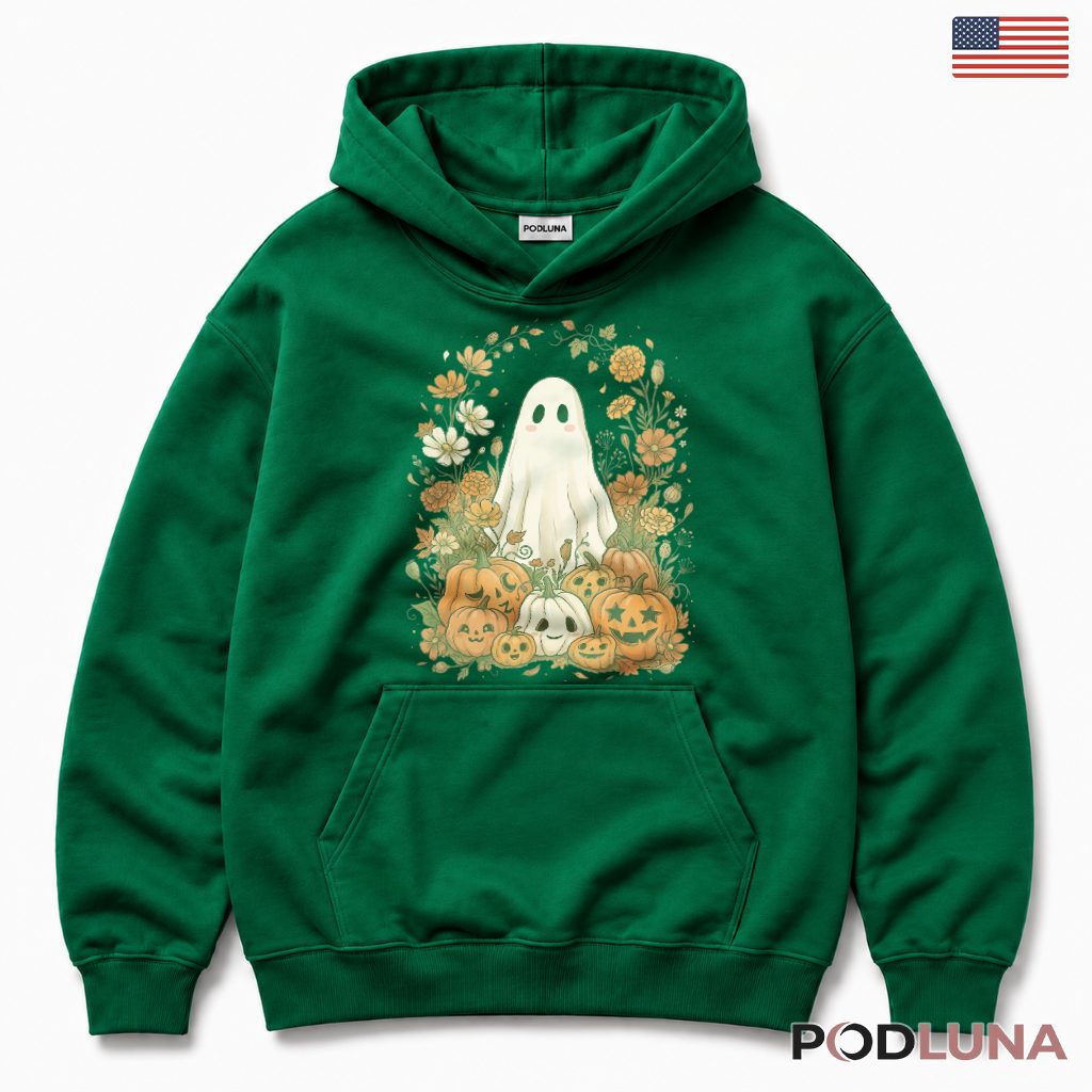 Floral Ghost Jack O Lantern Halloween Hoodie Floral Ghost Jack O Lantern Halloween Hoodie
