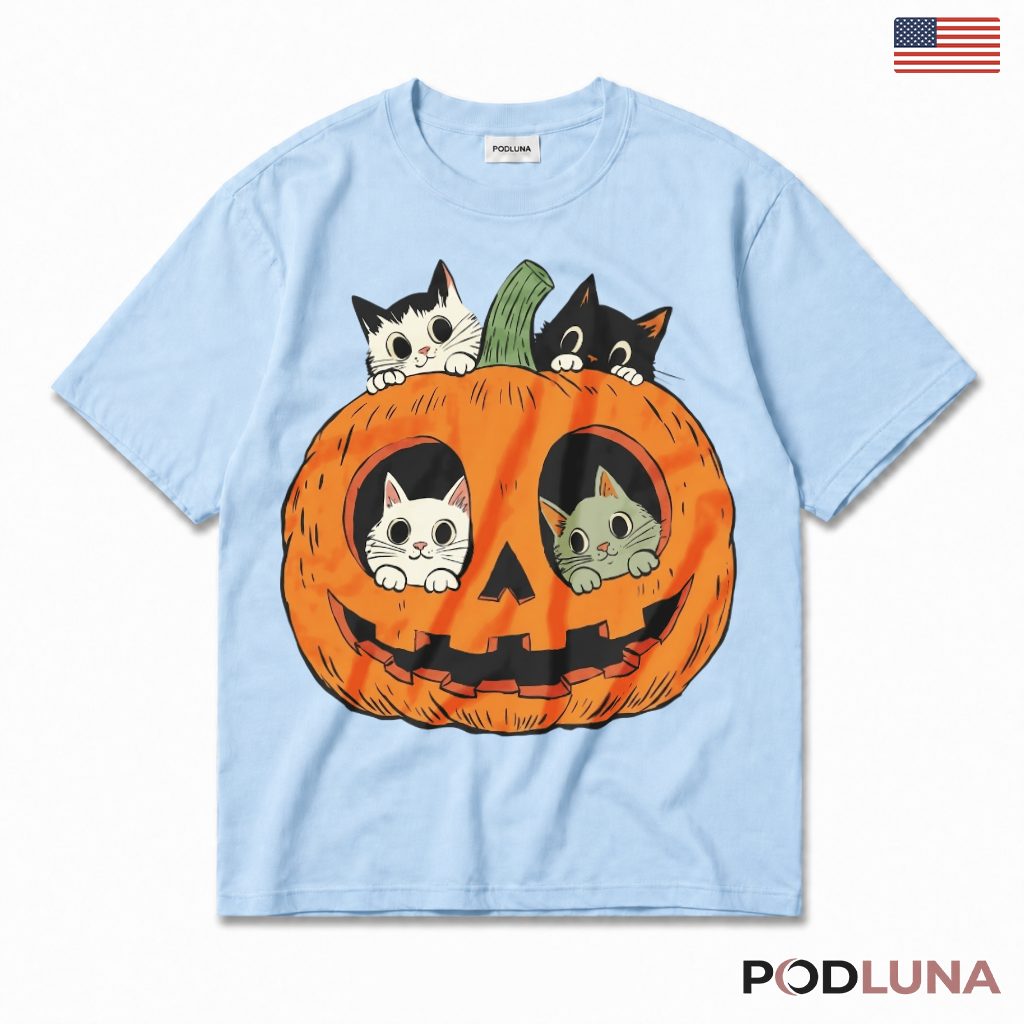 Funny Halloween Cat Lover Jack O Lantern T-Shirt