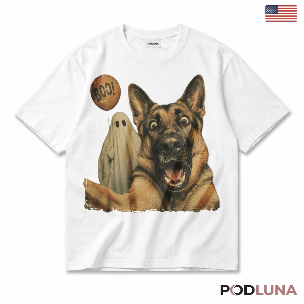 German Shepherd Dog Ghost Halloween T-Shirt