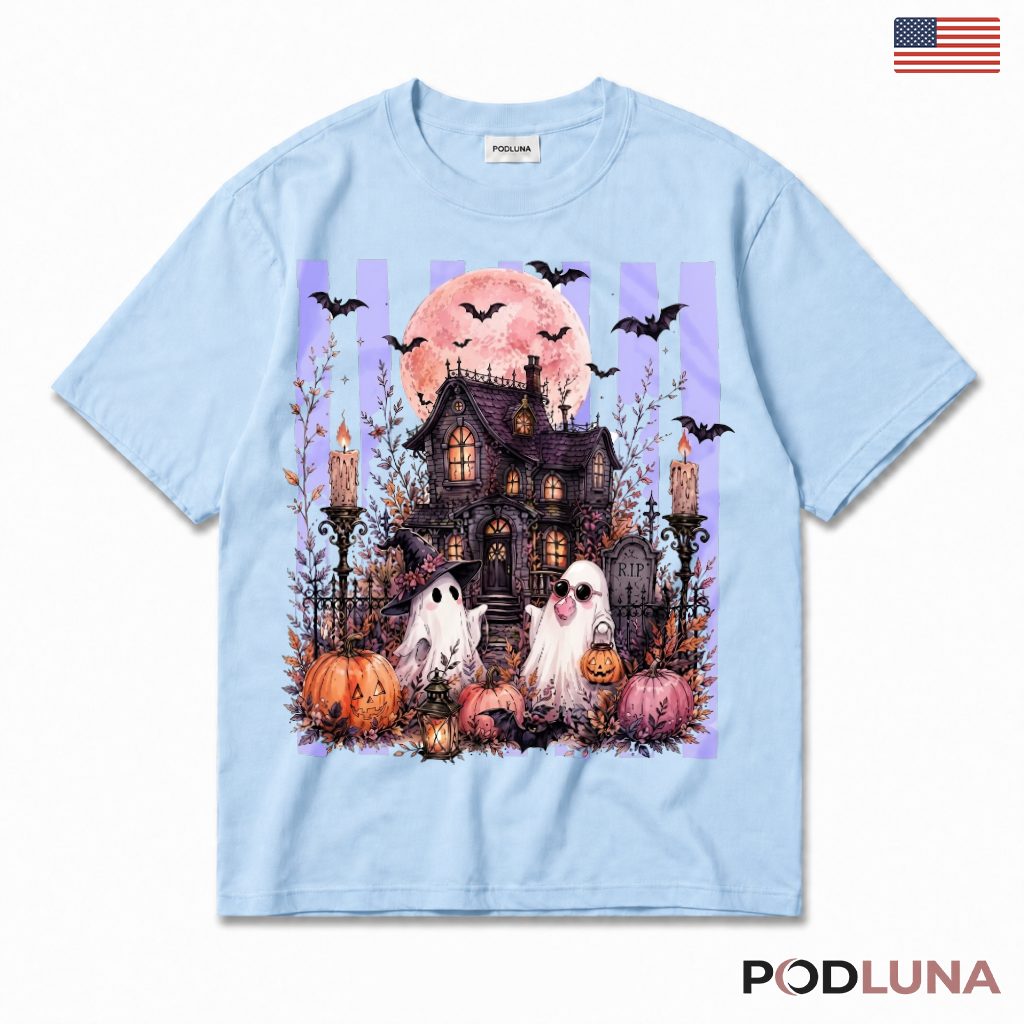 Ghost Pumpkin Haunted Mansion Halloween T-Shirt