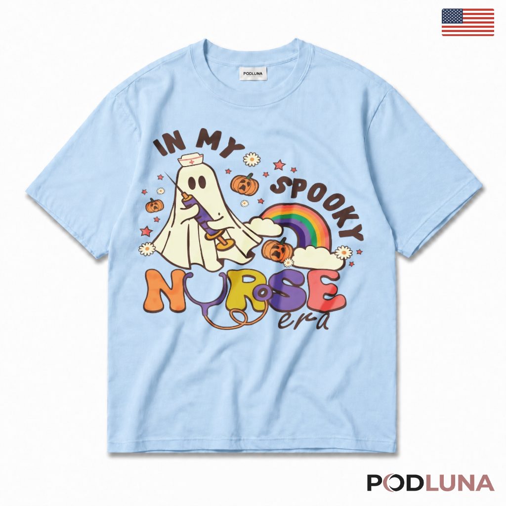 Halloween Nurse Ghost T-Shirt For Spooky Season